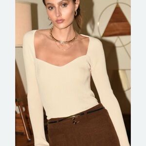 Greylin Beige Ribbed Knit Top